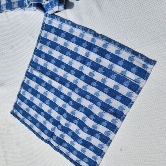 Kitchen Hand Towels Homemade 6 Cloth Little Tea Pots 15.5x16" Blue & White Check - Picture 4 of 4